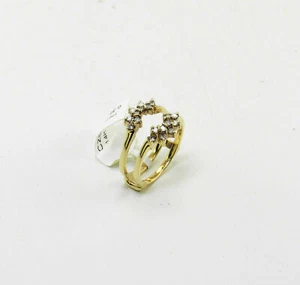 14k Yellow Gold 1/3 cwt White Diamond Double Band Ring Guard/ Enhancer NIB #J87 - Picture 1 of 5