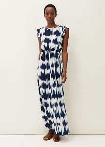 Phase Eight Olivia Tie-Dye Jersey Frill Sleeve Maxi Dress White Blue UK 8 RRP£99 - Picture 1 of 6