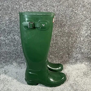 Hunter Rain Boots Womens Size US 5 EU 36 Green Original Tall Buckle Rubber - Picture 1 of 10