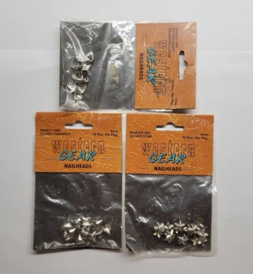 Lote de Unhas de Prata Wang's Western Gear Estrelas Triângulos Borda Martelada Corações - Imagem 1 de 4