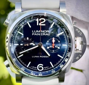 Panerai Luminor Luna Rossa Chrono Blue Dial Steel PAM01303 Full Set Limited Ed. - Picture 1 of 19