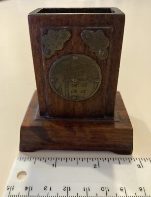 Soporte de caja de fósforos de latón de madera vintage - Buena fortuna - Abejas - China Foto 1 de 4