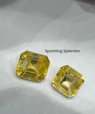 Yellow Asscher Cut Loose Diamonds 1 to 5 Carat Cubic Zirconia Stone in All Size - Image 1 of 4
