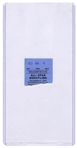 WWF Hulk Hogan vs Kamala PRIMETIME WRESTLING TV Taping ticket stub Dec 1986 Cover