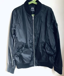 H&M Bomber Jacket Sz 10-11Y Black/ Zipper/ Pockets/ Small Zipper Pocket Left - Picture 1 of 9