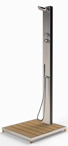 Dusche Gartendusche MALTA Ideal Pooldusche Edelstahldusche Kalt-/Warmwasser WPC - Bild 1 von 1