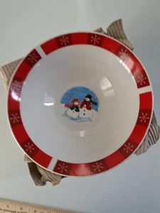 4 Weihnachten Urlaub Schneemann Mr & Mrs Schneemänner Schneeflocke rot Suppe/Müslischale 7" - Bild 1 von 3