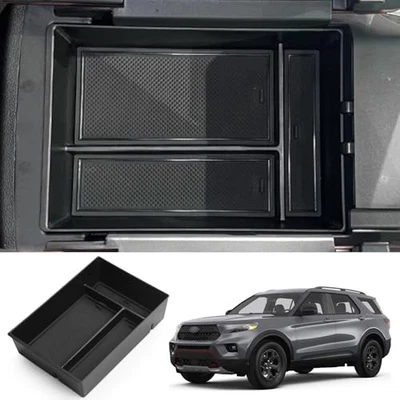 Center console organizer tray compatible with Ford Explorer 2023 - Black - Image 1 of 4
