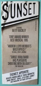 4 Panel Flyer 9X4 BETTY BUCKLEY Sunset Boulevard Blvd Broadway 1995 Alice Ripley - Picture 1 of 4