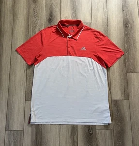 Adidas Golf Red/Grey Regular Fit Athletic Polo Short Sleeve Shirt Top Size Large - Picture 1 of 9