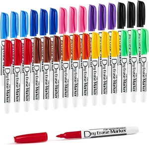 Dry Erase Markers Low Odor Fine Whiteboard Markers Thin Box of 30, 10 Colors - Picture 1 of 12