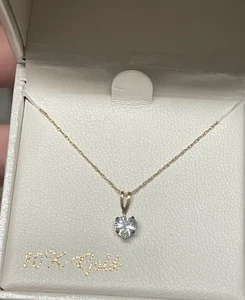 10k massives Gelbgold kleines CZ Herz 💜 Halskette kein Schrott - Bild 1 von 3