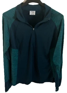 Suéter Danskin L Verde 2 Tonos Dri More Athleisure Cremallera Entrenamiento Correr - Imagen 1 de 3