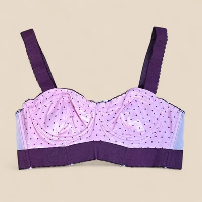 Sujetador Free People Mujer Talla Pequeña Rosa Lunares Longline Bustier Con Aros NUEVO Foto 1 de 4