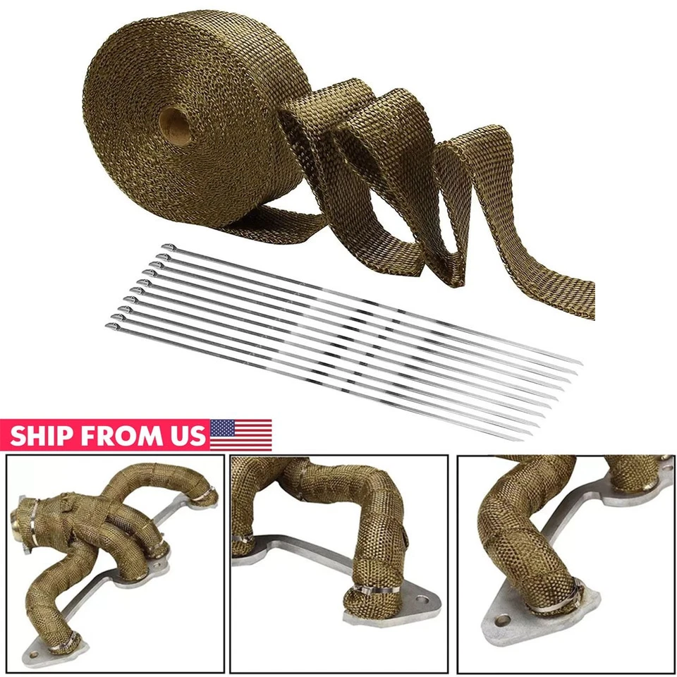 Тепловая пленка для выхлопной системы, 2 дюйма x 50 футов, мотоциклетная стекловолоконная теплозащитная лента с завязками на молнии - Изображение 1 из 4