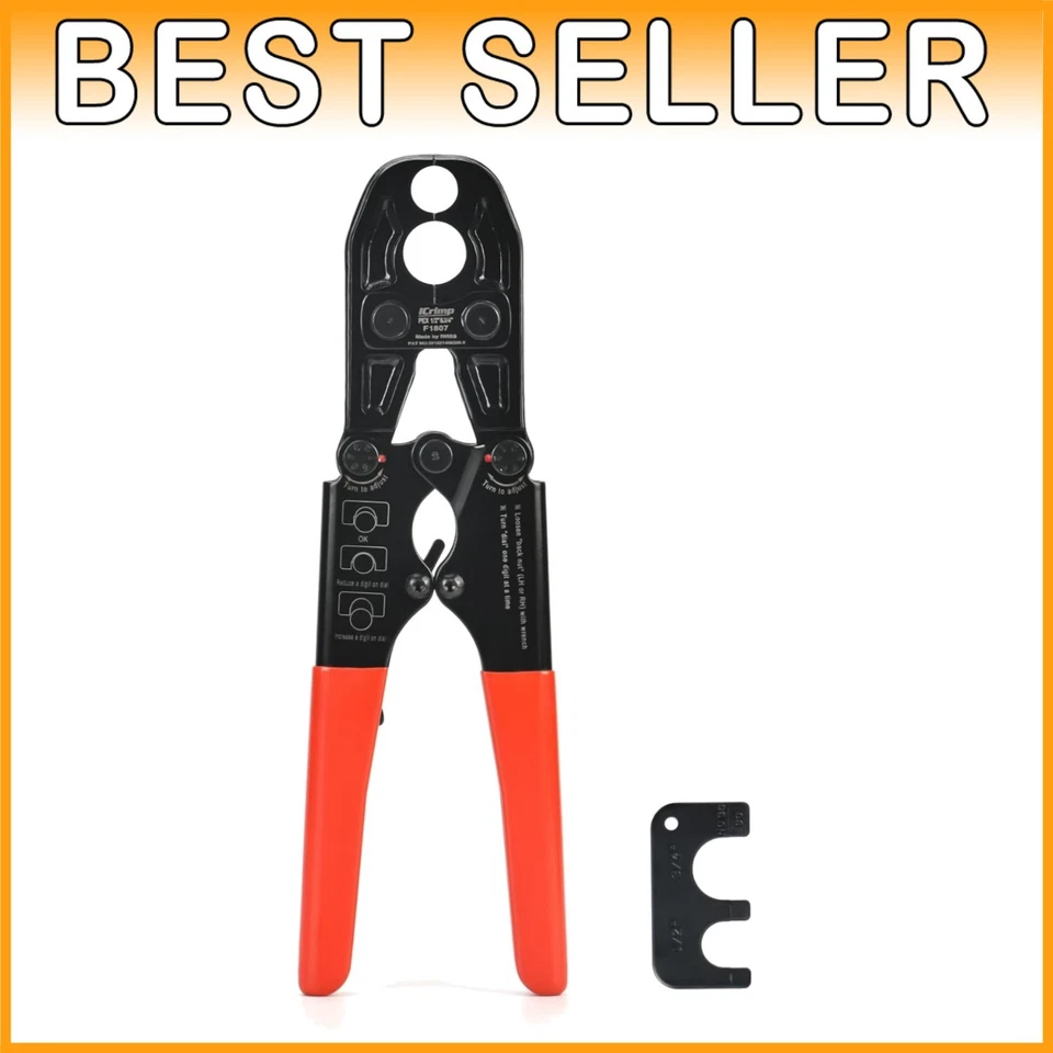 iCrimp 1/2 and 3/4 Inch Combo PEX Pipe Crimping Tool for Copper Ring Ship