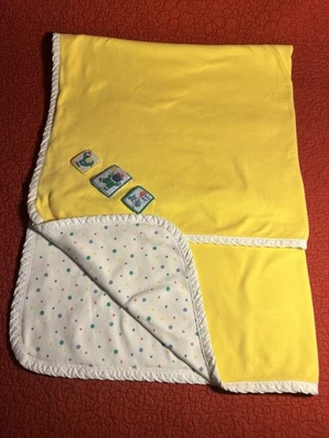 Cobertor de bebê Gymboree amarelo/bolinhas 30”x36” elefante urso cachorro - Imagem 1 de 4