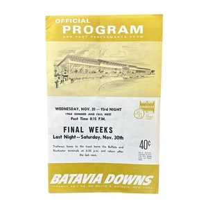 Official Program Batavia Downs NY Horse Racing Nov 20 1968 Vintage 40¢ Ephemera - Picture 1 of 7