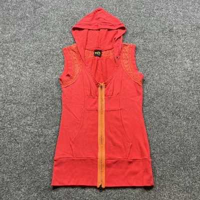 Free People Sudadera con Capucha Sin Mangas Para Mujer Talla Grande Roja Cremallera Sudadera Chaleco Boho Y2K Foto 1 de 4