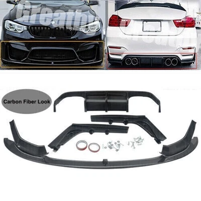 Carbon Optik Frontspoiler +Heckdiffusor Splitter Lippe für BMW F80 M3 F82 F83 M4 - Bild 1 von 4