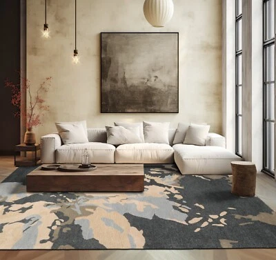 LoomBloom Multi Sizes Slate Gray Hand Tufted Abstract Wool & Bamboo Silk Rug - Image 1 of 4