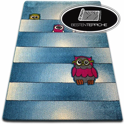 Teppiche Weich und dicht Kinder Teppich 'KIDS' C412 Eulen mit großen Kulleraugen - Bild 1 von 4