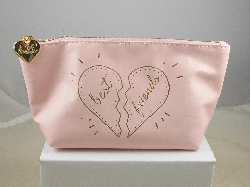 Bolso de maquillaje cosmético Bare Minerals rosa BEST FRIENDS imitación cuero cremallera superior Foto 1 de 1