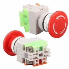 NO/NC Mushroom Red Emergency Stop Switch Push Button 4Screw Terminals 660V 10A