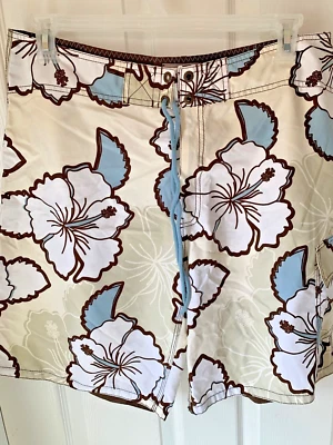 BS1----MOSSIMO    MENS LT BLUE/TAN/WHITE BOARD SHORTS   SIZE 36    NEW - Image 1 of 3