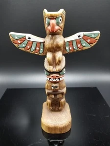 "Tótem Pote 7"" Resina Fundida Recuerdo Nativo Recuerdo Pintado a Mano 6,75" - Imagen 1 de 6