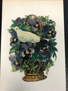 FIGURINA DA FUSTELLA PRIMI 900 VASO DI FIORI CON COLOMBA OTTIMA RARA - Imagen 1 de 1