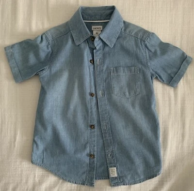 Carter's Chambray Shirt Short Sleeve Blue  100% Cotton Button Front Size 4T - Image 1 of 4
