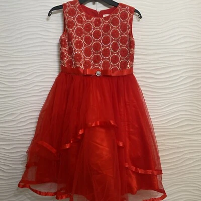 Sunny Fashion Girls Size 12 Red  Zip Back Dress - Image 1 of 4
