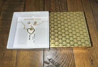 Collar Michael Kors Diamante Doble Corazón a Corazón Oro Joyería Regalo Foto 1 de 4