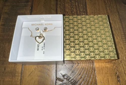 Michael Kors DiamondDouble Heart to Heart Collana Oro Gioielli Regalo