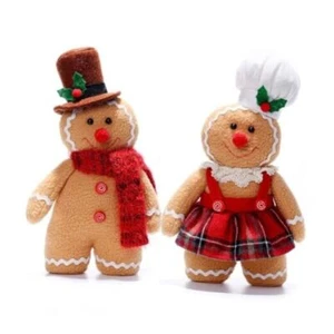 Gingerbread Plush Stuffed Animal,Christmas Stuffed Animal Stuffed Boy+girl - Picture 1 of 8