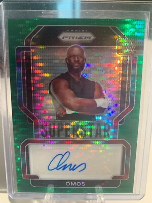 2022 WWE Panini Prizm Omos Superstar Autograph Green Pulsar #18/25 SA-OMS - Image 1 of 2