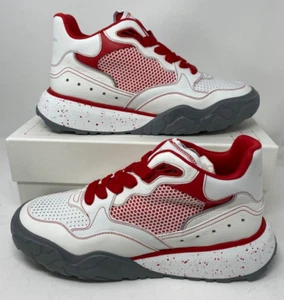 $850 Men's Alexander McQueen Court Sneakers White Red High 705122WIBI5 46 13 - Picture 1 of 22