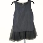 Lilith Paris Women?S Gray Sleeveless Top Tiered Tank Futuristic Minimalist