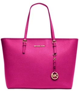 Michael Kors Top-Zip Large Tote Saffiano Leather Color Raspberry Gold Hardware - Picture 1 of 11