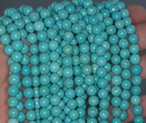 7 - 8MM TURQUOISE HOWLITE GEMSTONE ROUND LOOSE BEADS 16" - Picture 1 of 4