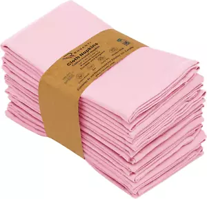 Set of 12 Pink Cloth Napkins 18x18 Inches, Soft & Durable for Parties & Dinner - Picture 1 of 12