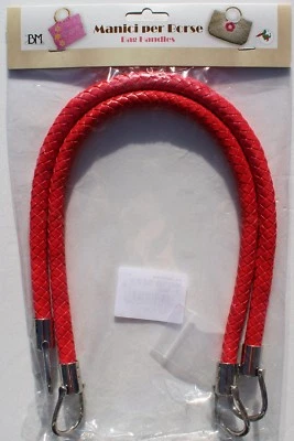 1 Paar hochwertige Taschengriffe, lederoptik, geflochten, rot, 55cm - Bild 1 von 3