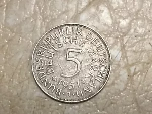 RARE 1951J Germany 5 Mark Silver & SILVER US 5 Cent & 1/4 Pound World Coin Lot - Picture 1 of 4