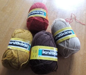 KNITKING Subita Yarn 100% wool set of 4, 50g each brown. beige, orange brown VTG - Picture 1 of 4