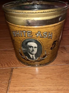 Rare white ash tobacco cigar store tin glass top - Picture 1 of 7