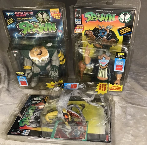 3 McFarlane Spawn  Action Figures - Violation, Overkill, & Clown, NIP READ Cover