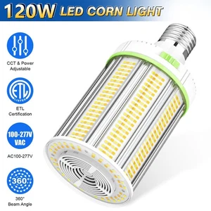120W LED Corn Light Bulb E39 Mogul Base, Warehouse High Bay Light Adjustable CCT - Picture 1 of 14