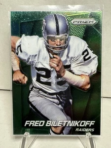 2014 Panini Prizm Green Prizm Fred Biletnikoff #195 SP Rare Raiders Oakland  - Picture 1 of 2