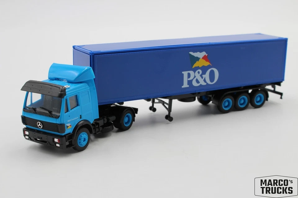 Herpa MB SK88 container semitrailer truck "P&O Containers" 1:87 /H25723 - Image 1 of 1
